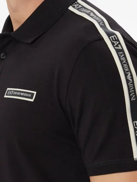 Tricou polo Ea7 Emporio Armani cu autograf negru