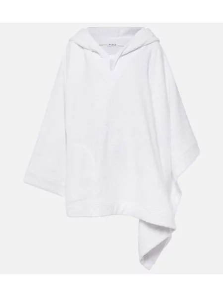 Hanorac cu glugă Alaïa din material terry alb