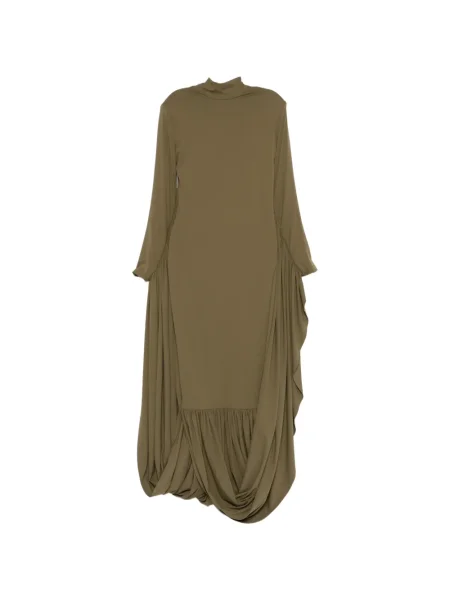 Rochie maxi Jean-louis Sabaji cu volane cu mâneci lungi lungă verde