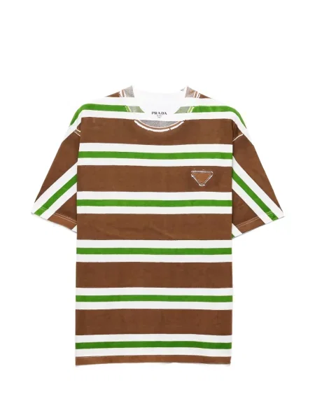 Tricou cu dungi Prada cu dungi cu autograf maro