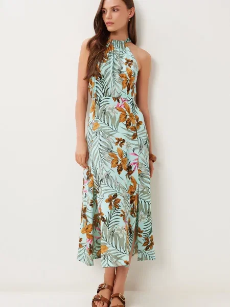 Happiness İstanbul Rochie de vară maro pueblo / kaki / mentă / roz deschis verde