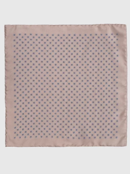 Шелковый платок Brunello Cucinelli с геометрическим узором бежевый
