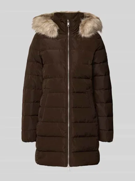 Płaszcz puchowy o kroju slim fit z odpinanym obszyciem z imitacji futra Tommy Hilfiger