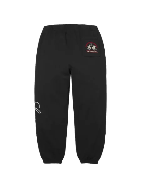 Pantaloni Supreme cu broderie alergare negru