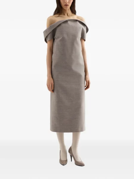 Rochie Jil Sander de lână cu umerii deschiși gri