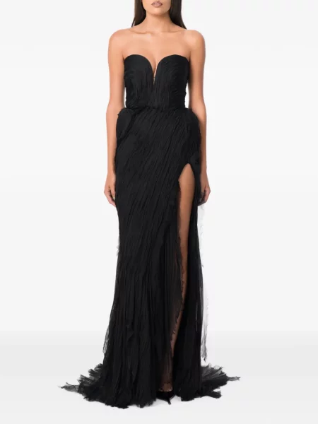 Rochie maxi Norina St fără bretele negru