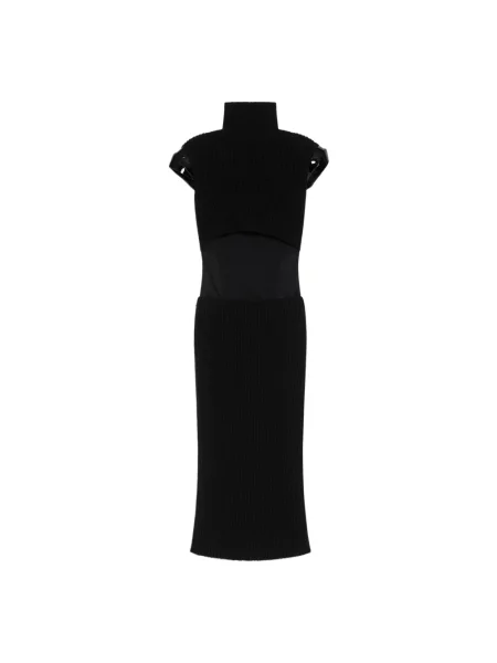 Sportmax sukienka wełniana midi prosta czarny