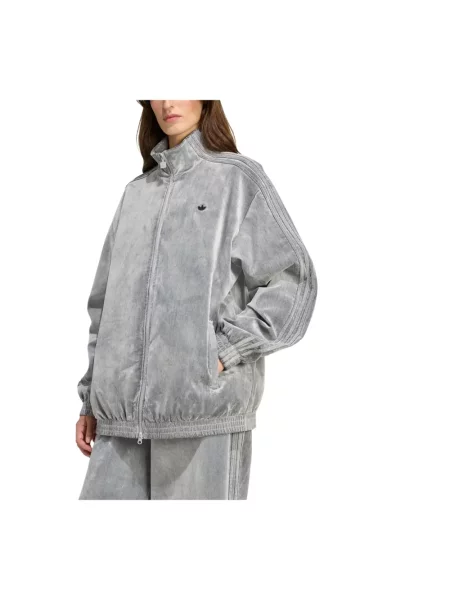 Top sportowy Adidas z twillu do biegania szary