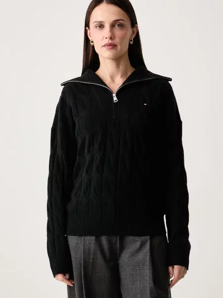 Tommy Hilfiger pulover za žene od vune crna
