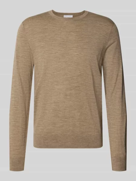 Sweter wełniany z okrągłym dekoltem model CONNOR' Tiger Of Sweden beżowy