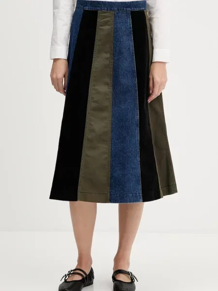 Пола Desigual PATCHES среднодълга разкроена тъмносиньо