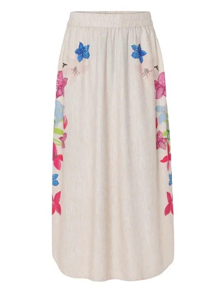 TATUUM Fustă Katia 2 ecru / verde deschis / mov orhidee / magenta bej