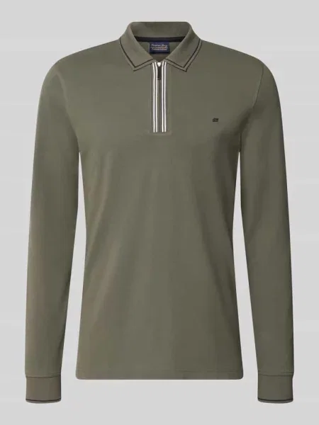 Koszulka polo o kroju slim fit z zamkiem błyskawicznym Christian Berg Men zielona