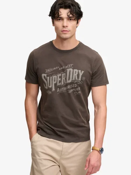 Superdry & Co Tricou gri / denim negru
