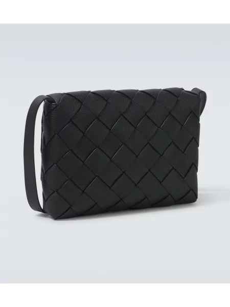 Kožená taška Bottega Veneta čierna