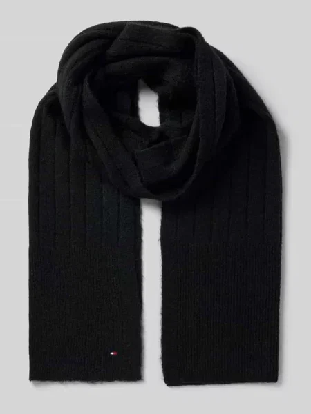 Tommy Hilfiger szalik z dodatkiem wełny gładki czarny
