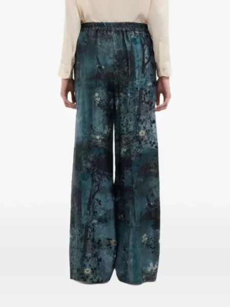 Pantaloni palazzo Pierre-louis Mascia cu model floral cu imagine albastru
