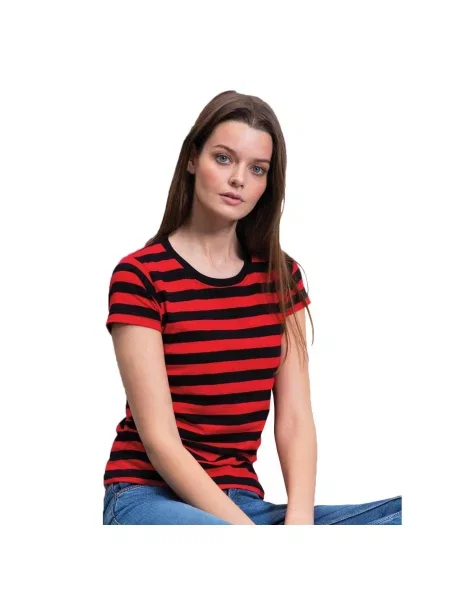 T-shirt W Paski czarna