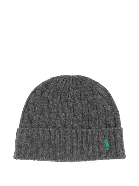Плетена шапка Polo Ralph Lauren сиво