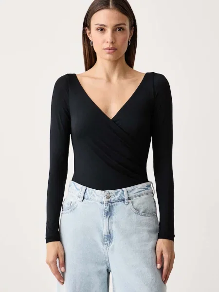 Le Privé longsleeve pentru femei cu modal MARIETTE TOP NOIR negru