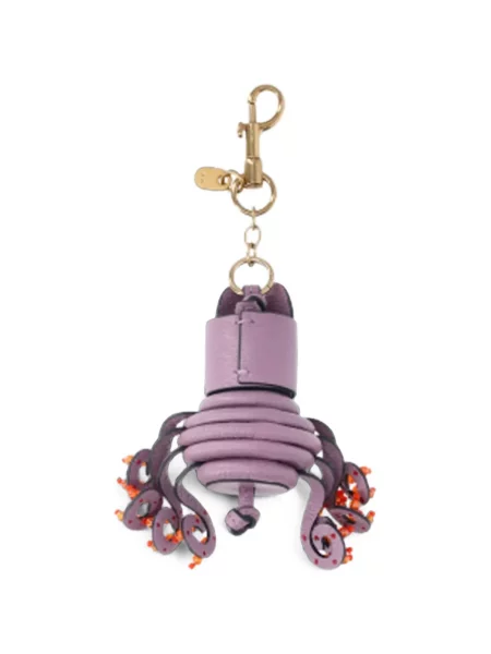 Colier Anya Hindmarch din piele cu mărgele violet