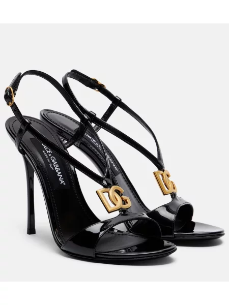 Sandale Dolce&gabbana din piele de lac slingback negru