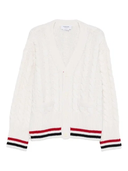 Cardigan Thom Browne de lână alb