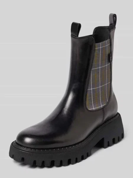 Kozaki z naturalnej skóry z detal z logo Marc Cain Bags & Shoes czarne