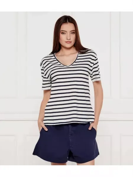 Tommy Hilfiger Póló len hozzáadásával kék