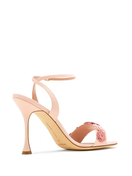 Φλοράλ σανδάλια Manolo Blahnik με απλικέ ροζ