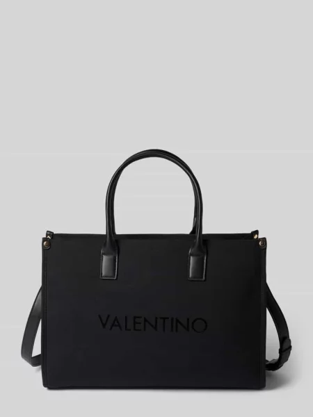 Lniana shopperka Valentino Bags czarna