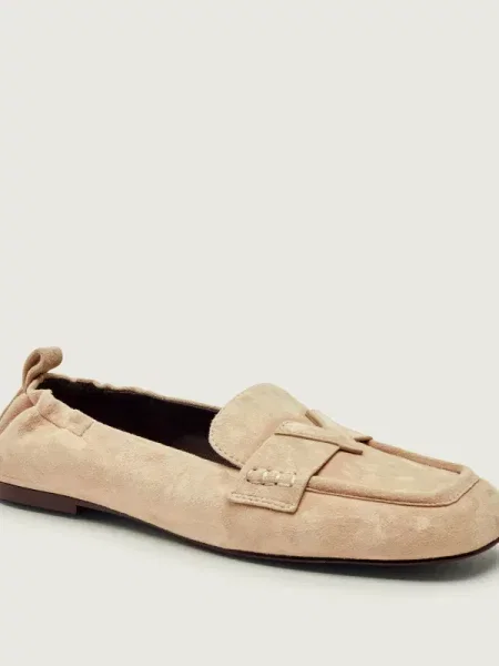 Valentino Mocasini | piele întoarsă bej