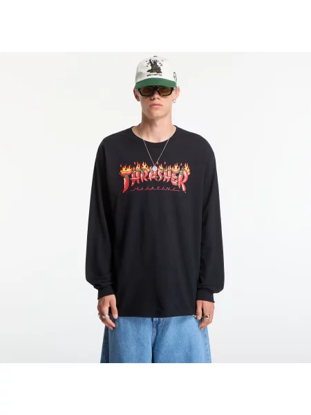 Tricou Thrasher Fuego Longsleeve Black M negru
