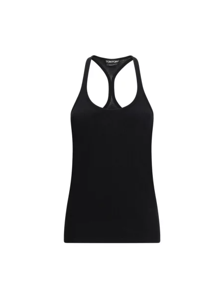 Lniany top Tom Ford na jednym ramieniu czarny