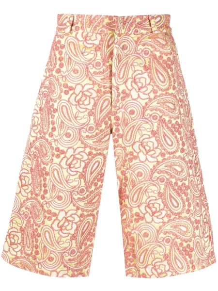 Pantaloni scurți Bluemarble cu broderie cu model floral verde
