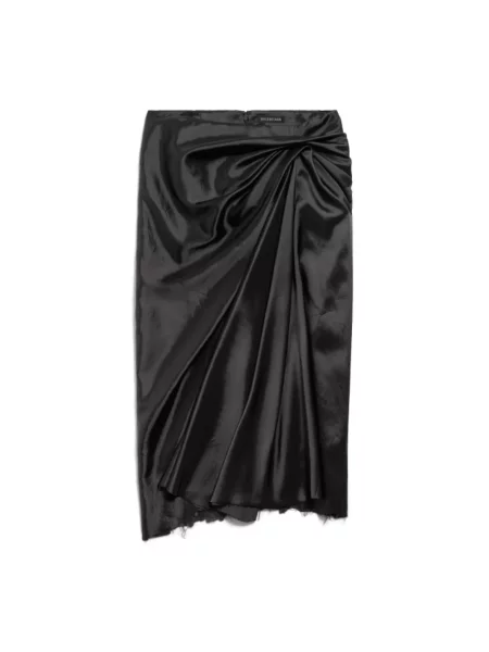 Satynowa sukienka midi Balenciaga do kolan czarna