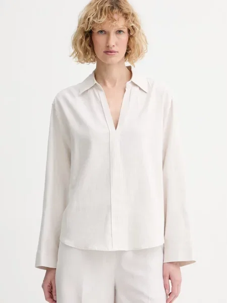 Calvin Klein halenka se lnem béžová