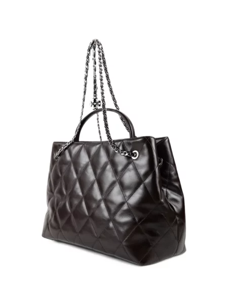 Matlasat geantă shopper Tory Burch din piele maro
