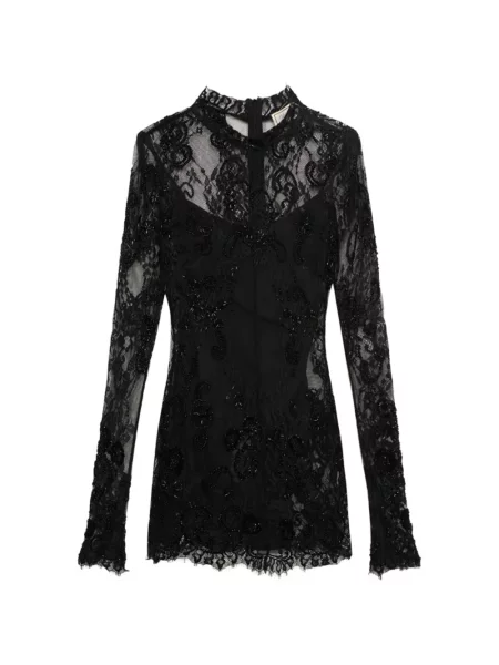 Rochie midi Blumarine cu broderie din dantelă negru