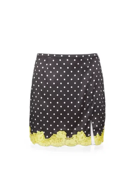 Fusta mini Fleur Du Mal cu buline din dantelă negru