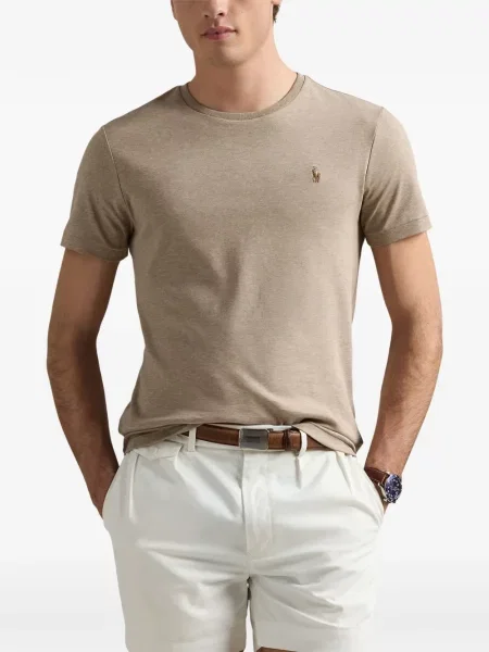 Tricou polo Polo Ralph Lauren cu glugă cu blană cu broderie roșu