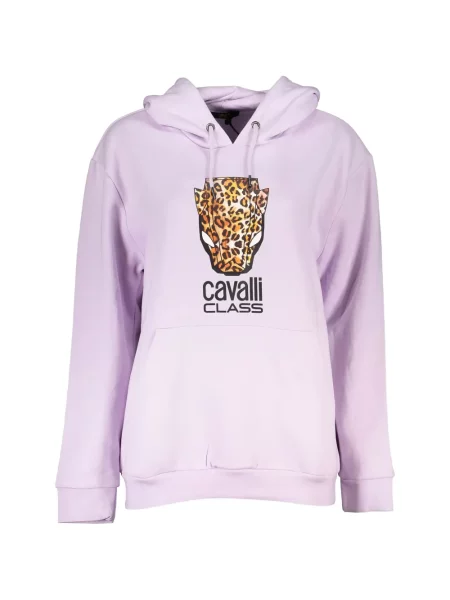 Hanorac cu glugă Cavalli Class cu imagine cu model leopard violet