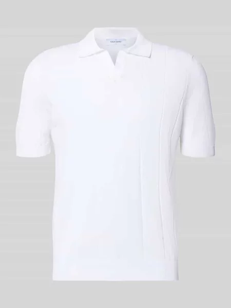 Koszulka polo o kroju regular fit z szerokim ściągaczem i dekoltem w serek Gran Sasso białe