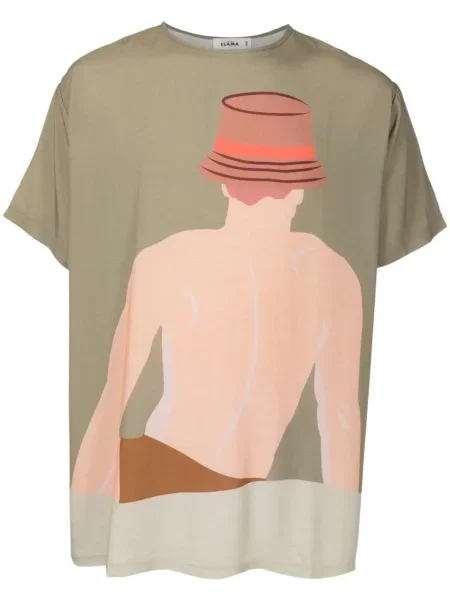 Tricou Amir Slama cu imagine scurt verde