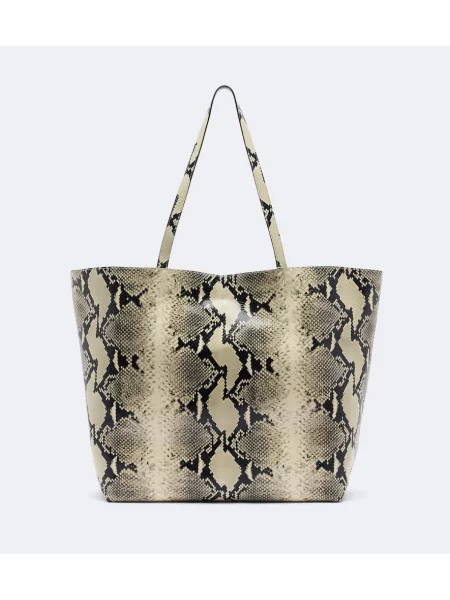 Geantă shopper Toteme din piele cu model piele de șarpe
