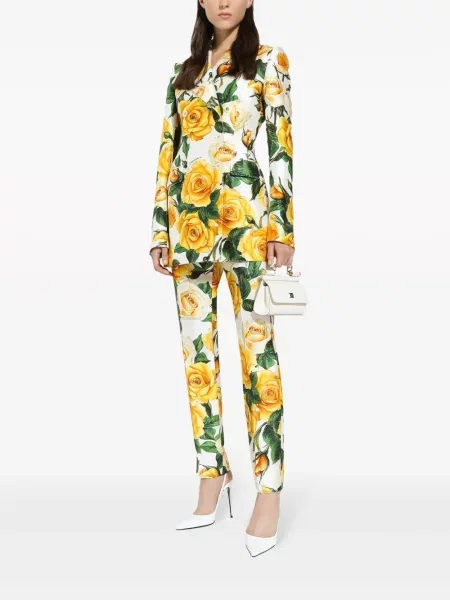 Raštuotos kelnės Dolce & Gabbana balta