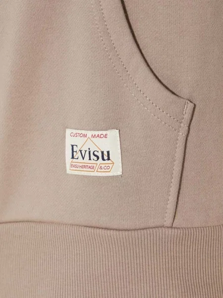 Свитер Evisu с капюшоном с принтом бежевый