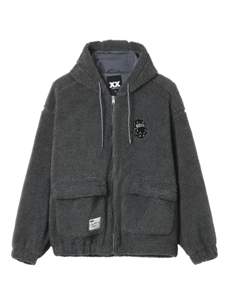 Geacă Fingercroxx din fleece cu glugă gri