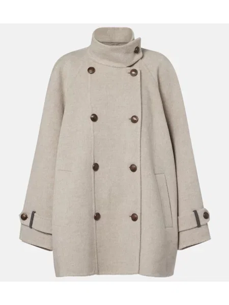 Palton Brunello Cucinelli de lână bej