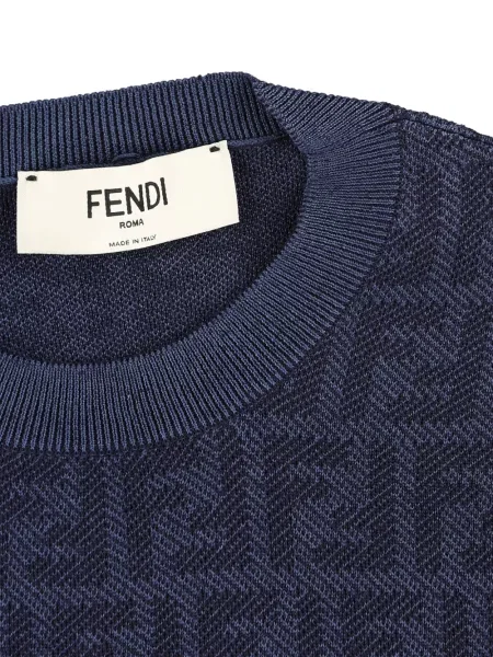 Tricou Fendi din jacard albastru